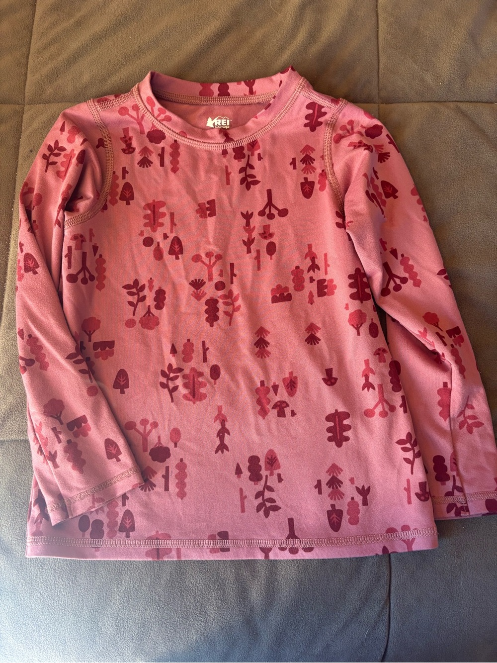 REI Kids Pink and Dark Pink Nature Print Long-Sleeve Top